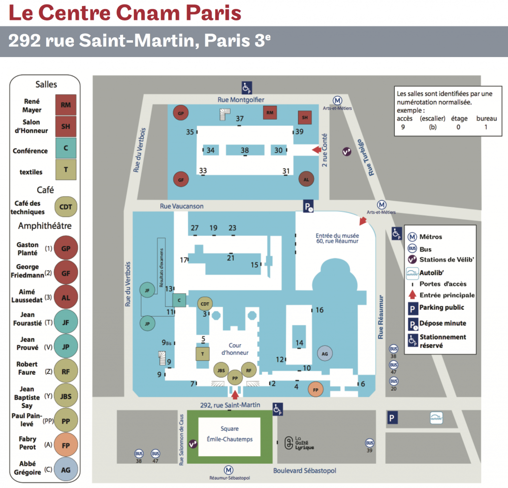 plan des locaux du CNAM Paris